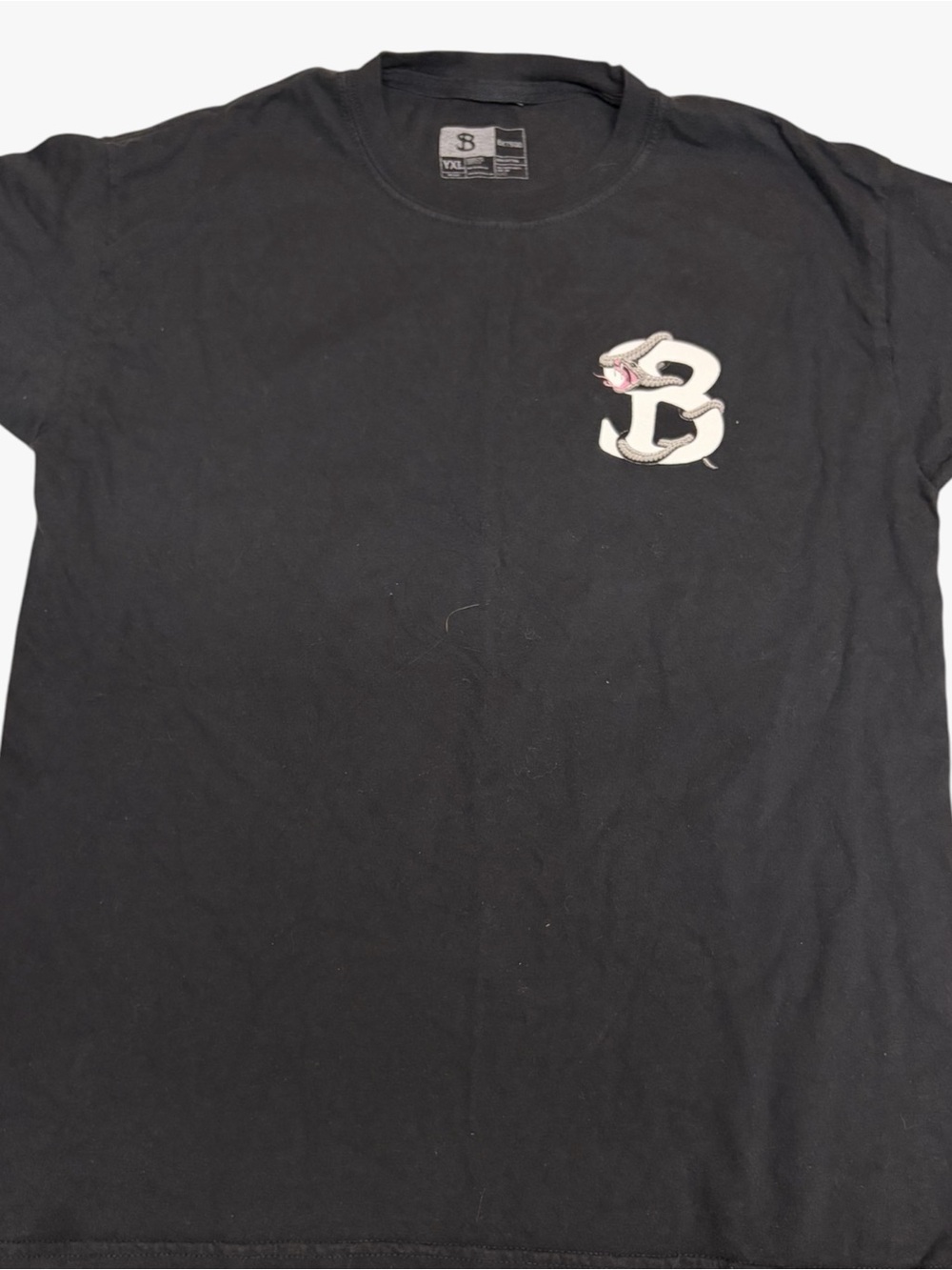 Youth Black Graphic Tee with Snake Emblem